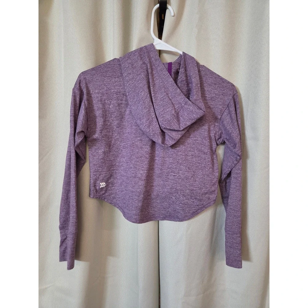 All in Motion Girls Heathered Purple Cropped Hoodie Thumbholes Size M 8